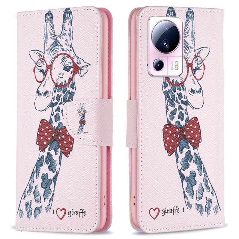 Custodia in pelle Xiaomi 13 Lite Giraffa Intelligente