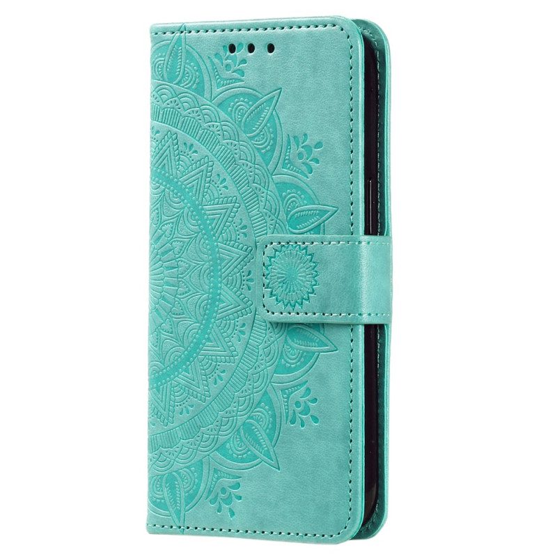 Custodia in pelle Xiaomi 13 Lite Mandala Sole Con Cordino