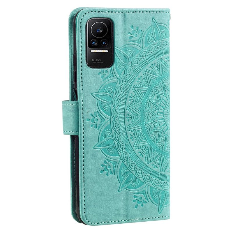 Custodia in pelle Xiaomi 13 Lite Mandala Sole Con Cordino