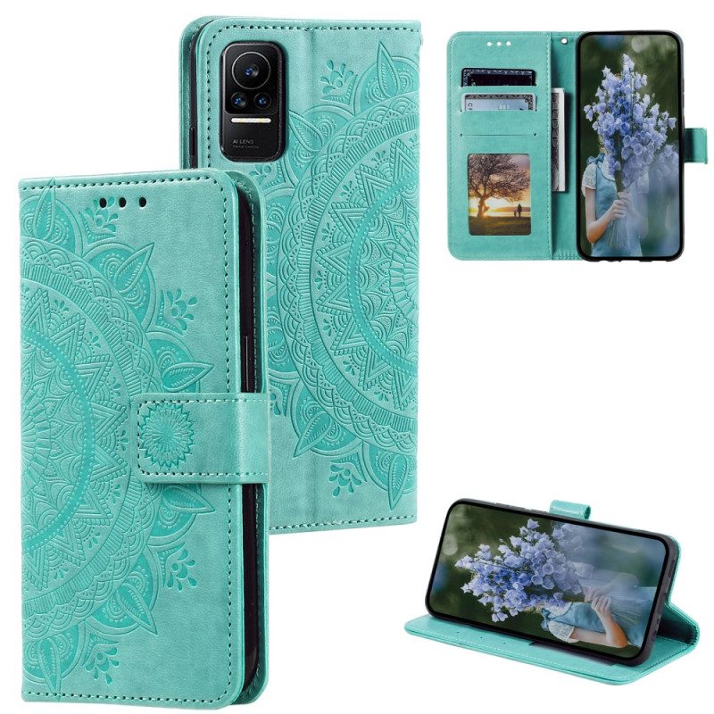 Custodia in pelle Xiaomi 13 Lite Mandala Sole Con Cordino