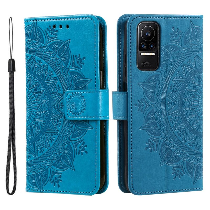 Custodia in pelle Xiaomi 13 Lite Mandala Sole Con Cordino