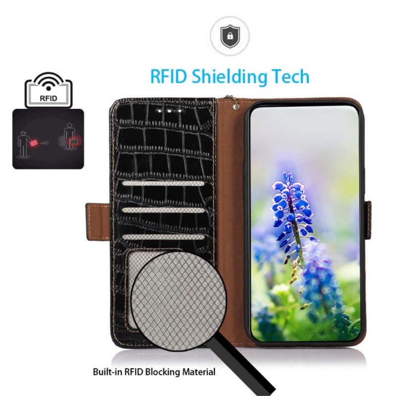 Custodia in pelle Xiaomi 13 Lite Rfid Stile Coccodrillo