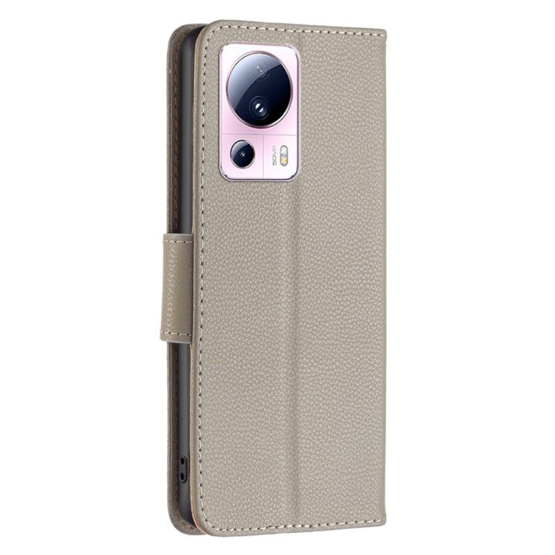 Folio Cover Xiaomi 13 Lite Lychee Chiusura Obliqua