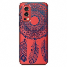 Cover OnePlus Nord 2 5G Acchiappasogni Trasparente Piume Blu