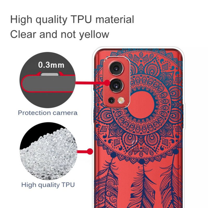 Cover OnePlus Nord 2 5G Acchiappasogni Trasparente Piume Blu