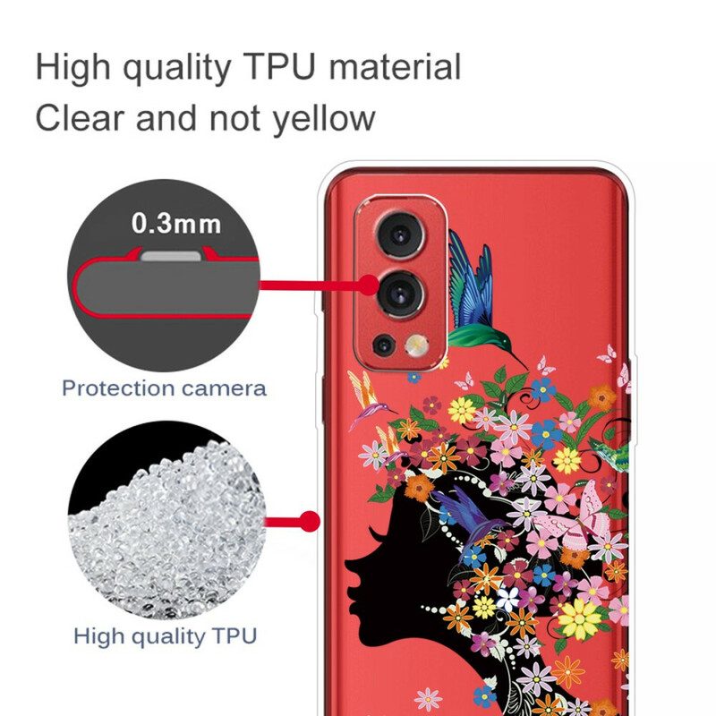 Cover OnePlus Nord 2 5G Capelli Fioriti Trasparenti