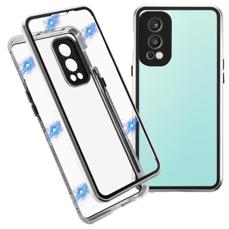 Cover OnePlus Nord 2 5G Due Lati In Vetro Temperato Magnetico E Metallo