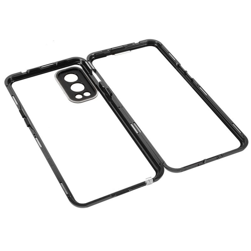 Cover OnePlus Nord 2 5G Due Lati In Vetro Temperato Magnetico E Metallo