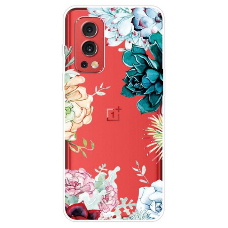 Cover OnePlus Nord 2 5G Fiori Dell'acquerello Senza Soluzione Di Continuità