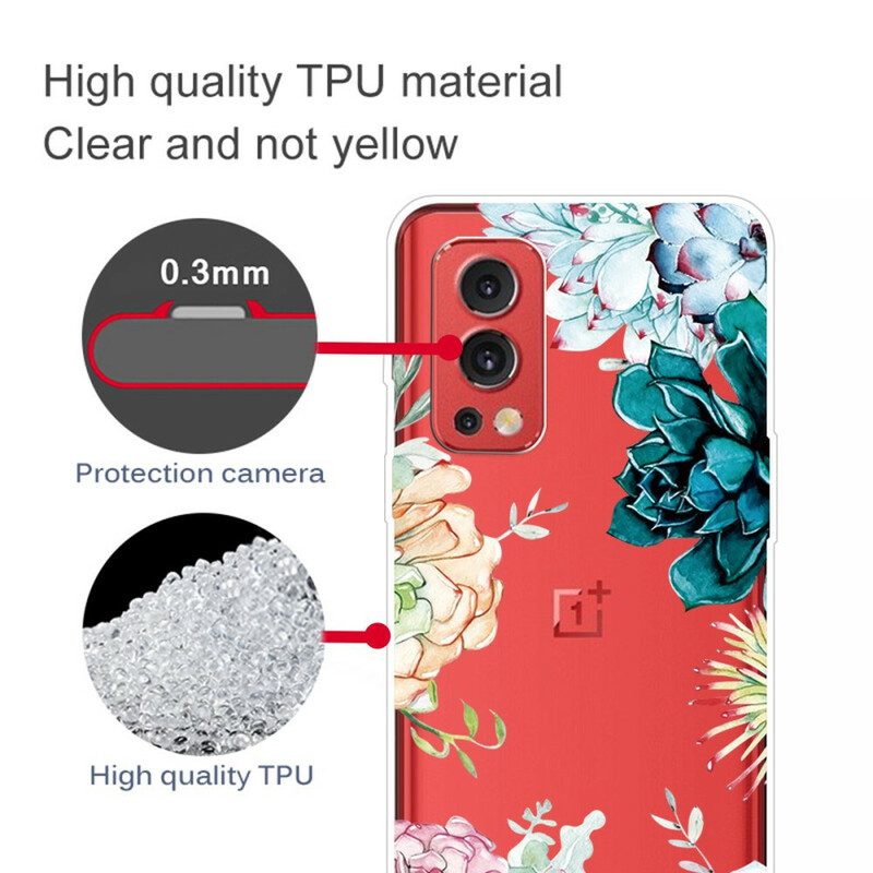 Cover OnePlus Nord 2 5G Fiori Dell'acquerello Senza Soluzione Di Continuità