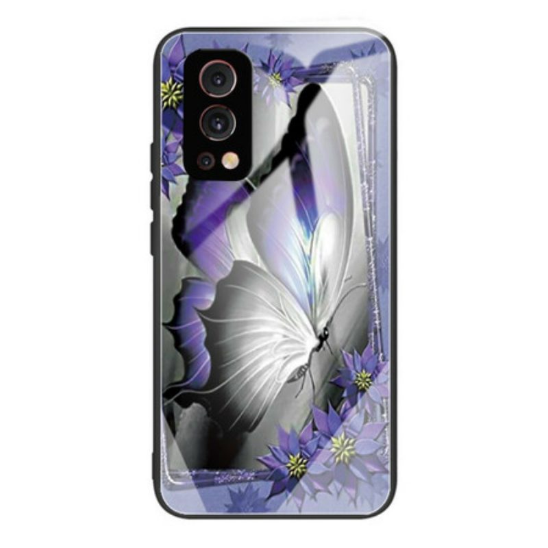 Cover OnePlus Nord 2 5G Vetro Temperato Farfalla Viola