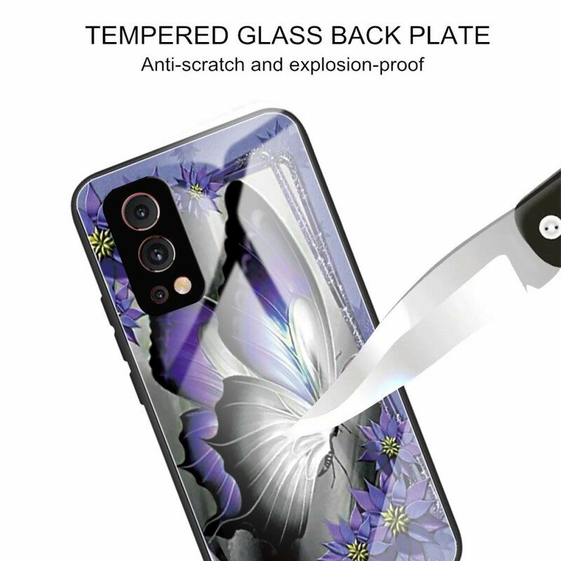 Cover OnePlus Nord 2 5G Vetro Temperato Farfalla Viola