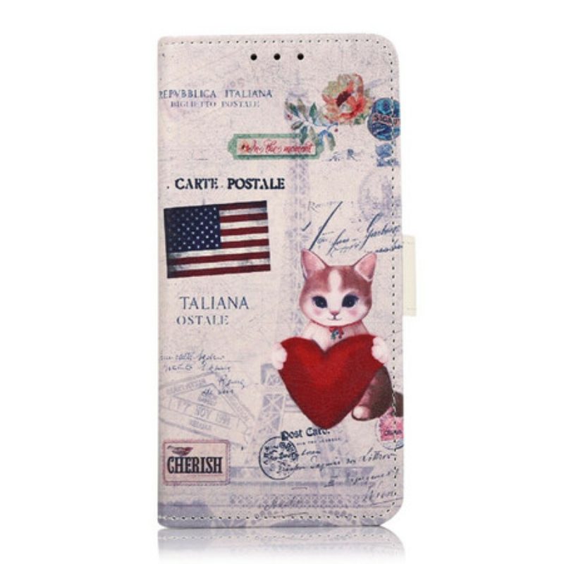 Custodia in pelle OnePlus Nord 2 5G Gatto Viaggiatore