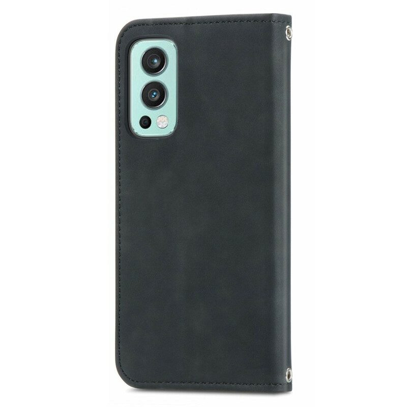 Folio Cover OnePlus Nord 2 5G Custodia in pelle Design Skin-touch