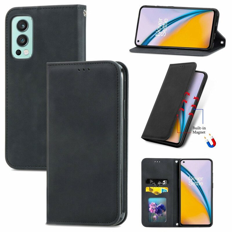 Folio Cover OnePlus Nord 2 5G Custodia in pelle Design Skin-touch