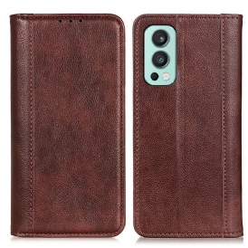 Folio Cover OnePlus Nord 2 5G Custodia in pelle Versione In Crosta Di Litchi