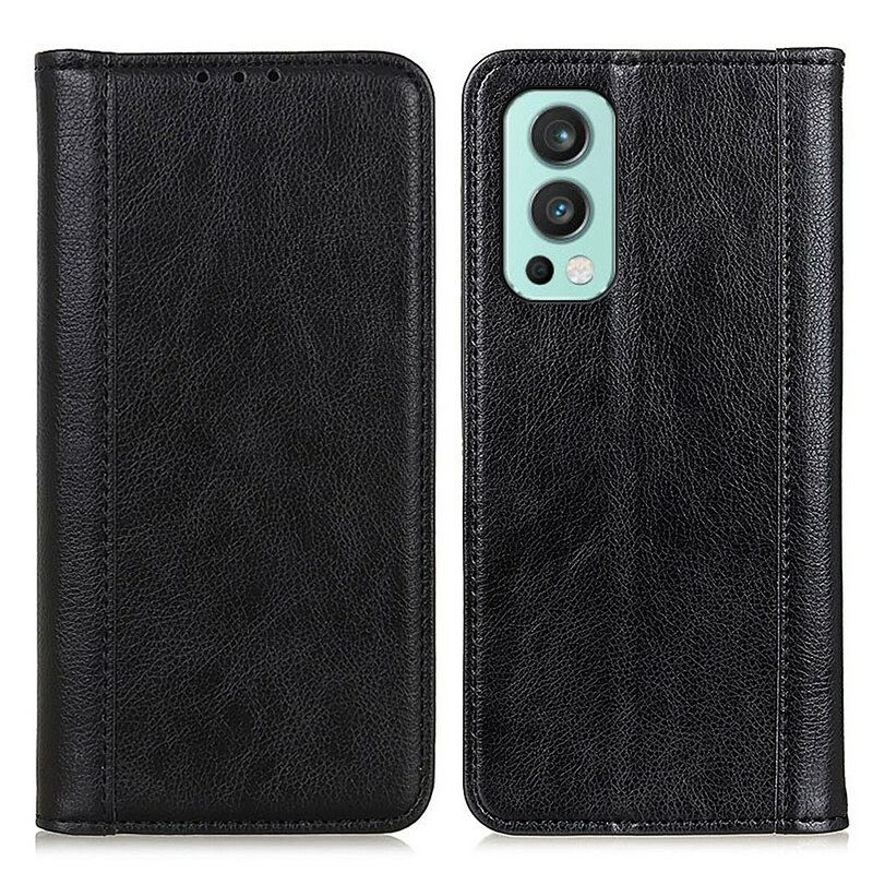 Folio Cover OnePlus Nord 2 5G Custodia in pelle Versione In Crosta Di Litchi