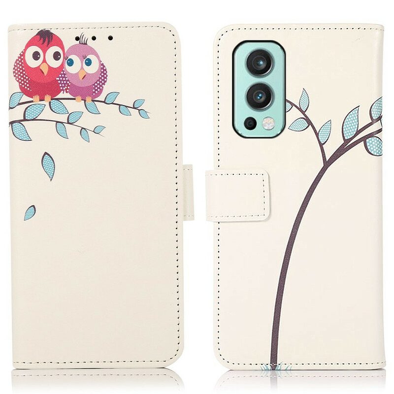 Folio Cover OnePlus Nord 2 5G Paio Di Gufi Sull'albero