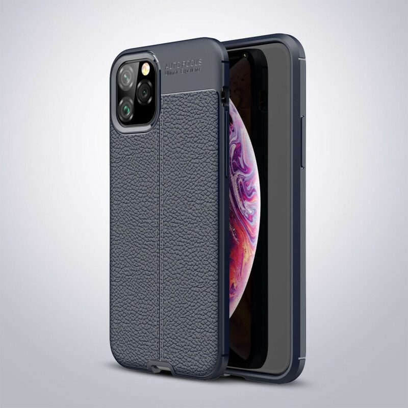 Cover iPhone 11 Pro Doppia Linea Litchi Effetto Pelle