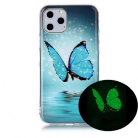 Cover iPhone 11 Pro Farfalla Blu Fluorescente