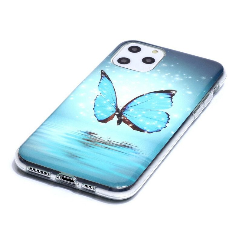 Cover iPhone 11 Pro Farfalla Blu Fluorescente