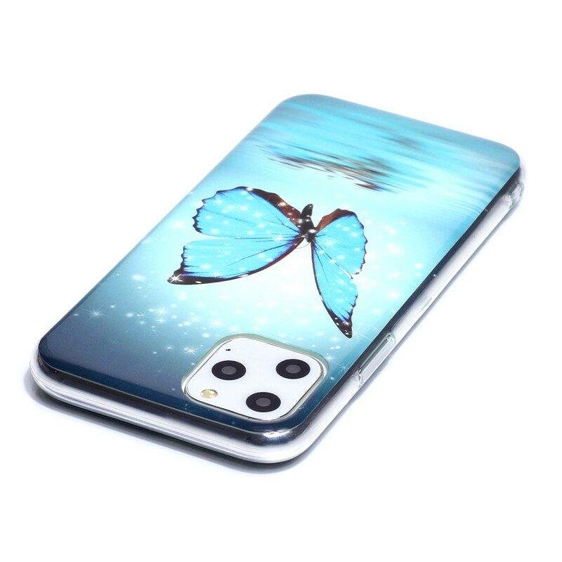 Cover iPhone 11 Pro Farfalla Blu Fluorescente