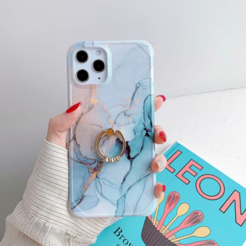 Cover iPhone 11 Pro Staffa Ad Anello In Stile Marmo