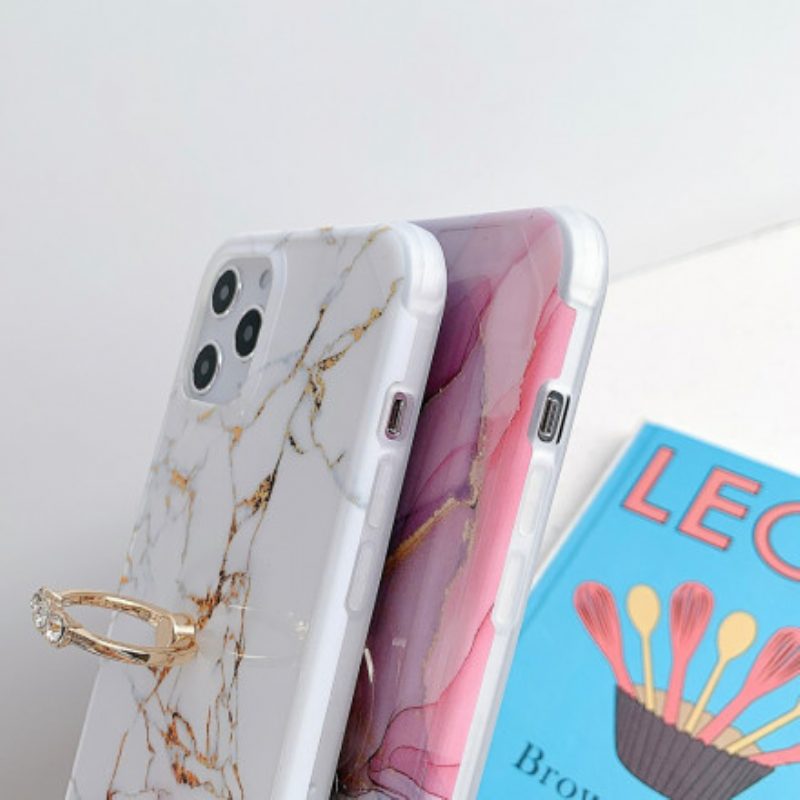 Cover iPhone 11 Pro Staffa Ad Anello In Stile Marmo