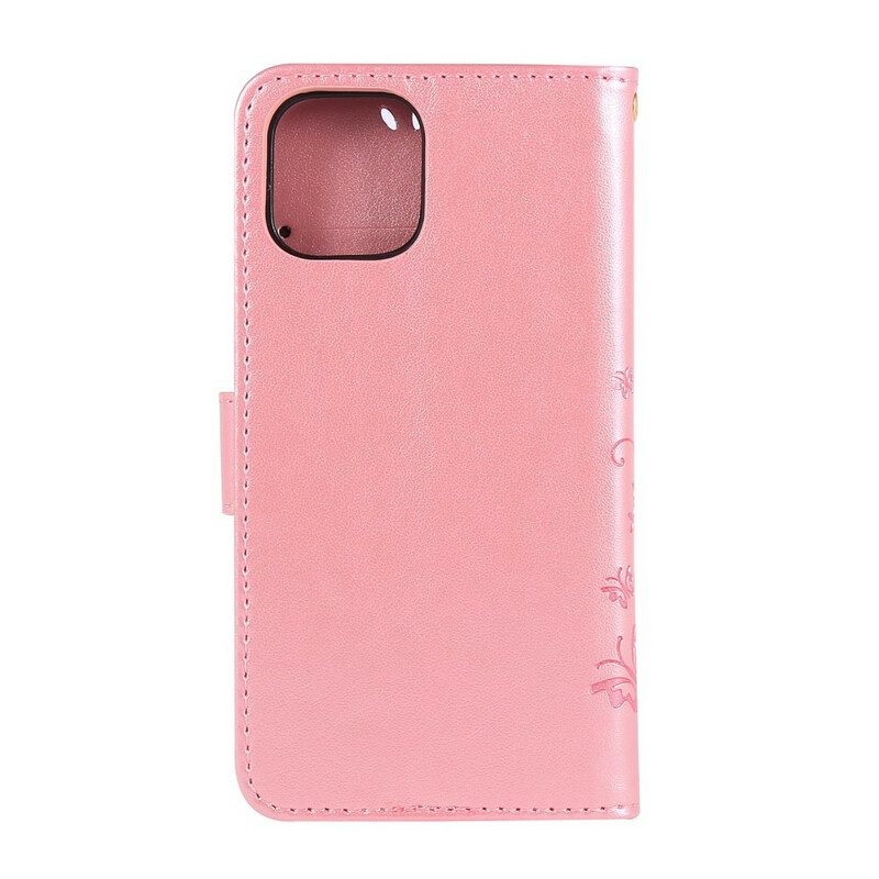 Custodia in pelle iPhone 11 Pro Farfalle E Fiori