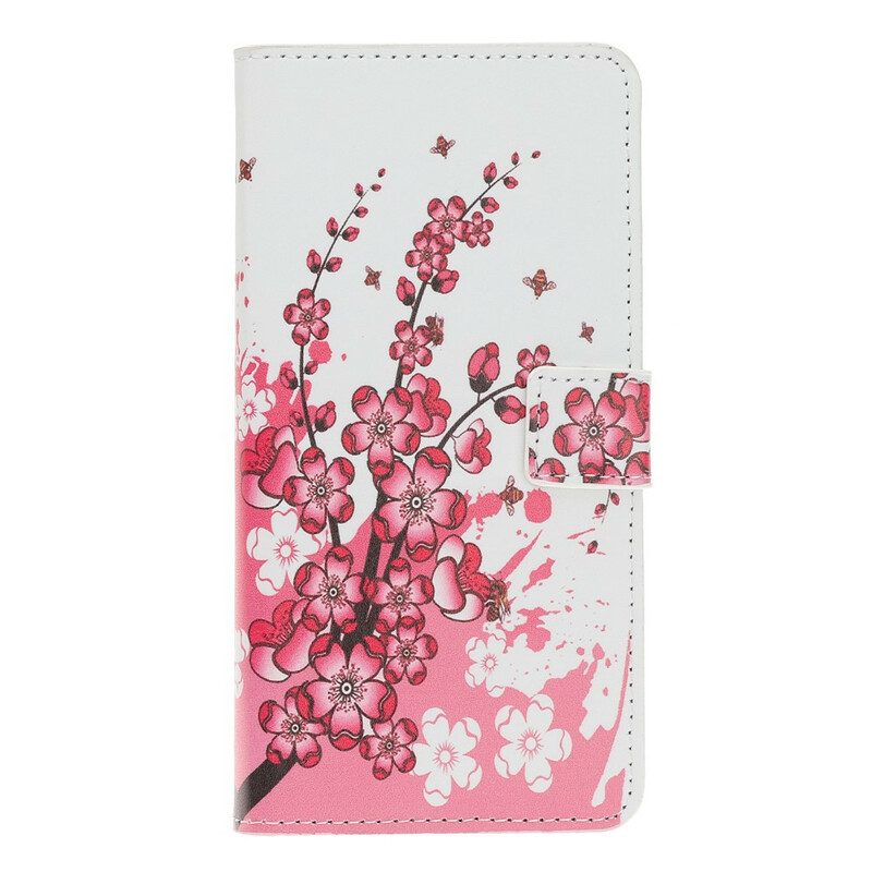 Custodia in pelle iPhone 11 Pro Fiori Tropicali