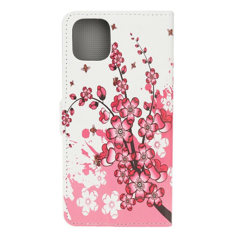 Custodia in pelle iPhone 11 Pro Fiori Tropicali