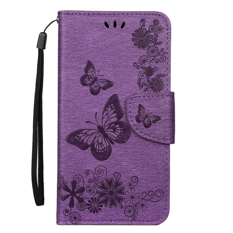 Custodia in pelle iPhone 11 Pro Splendide Farfalle Cinturino