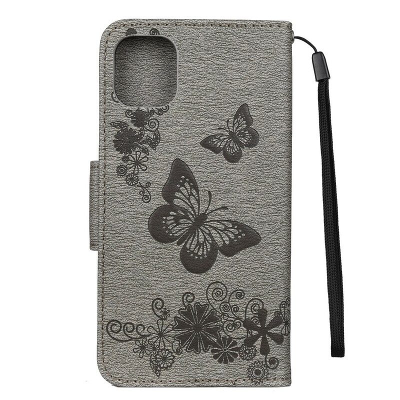 Custodia in pelle iPhone 11 Pro Splendide Farfalle Cinturino