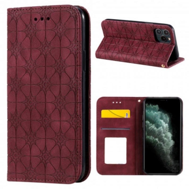 Folio Cover iPhone 11 Pro Custodia in pelle Fiori Barocchi