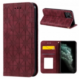 Folio Cover iPhone 11 Pro Custodia in pelle Fiori Barocchi