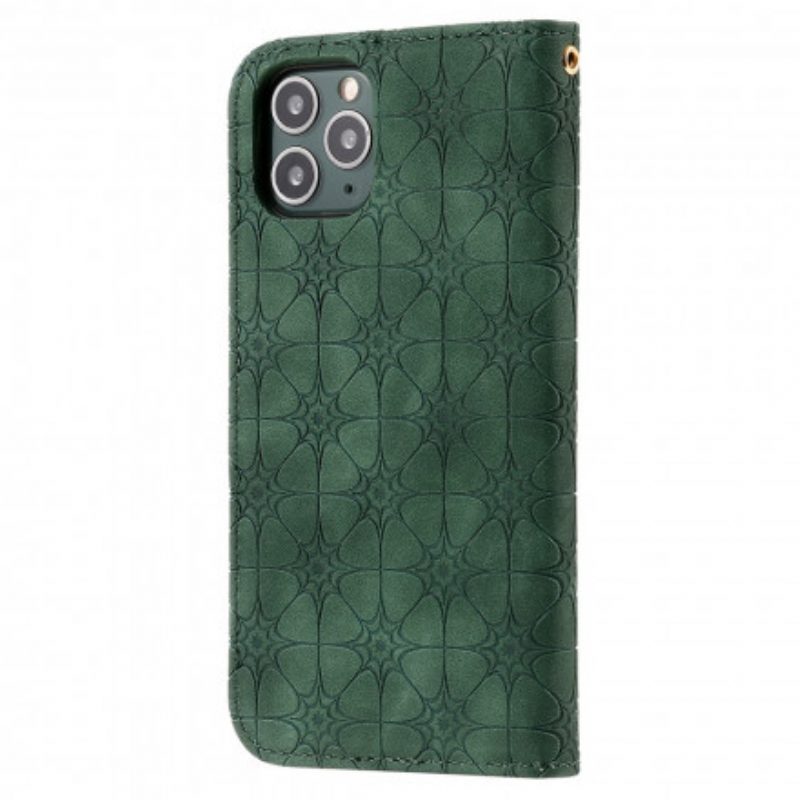 Folio Cover iPhone 11 Pro Custodia in pelle Fiori Barocchi