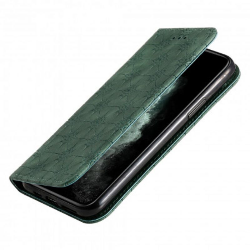 Folio Cover iPhone 11 Pro Custodia in pelle Fiori Barocchi