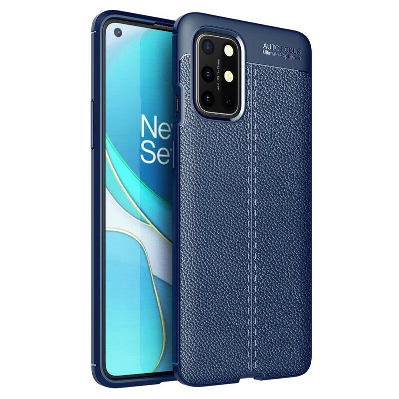 Cover OnePlus 8T Doppia Linea Litchi Effetto Pelle