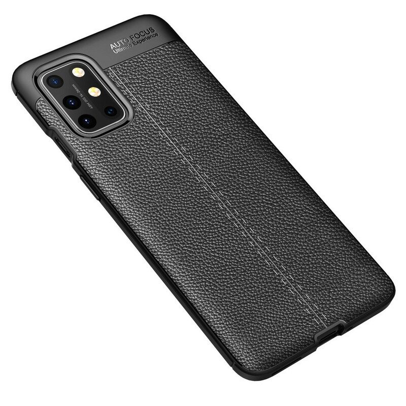 Cover OnePlus 8T Doppia Linea Litchi Effetto Pelle