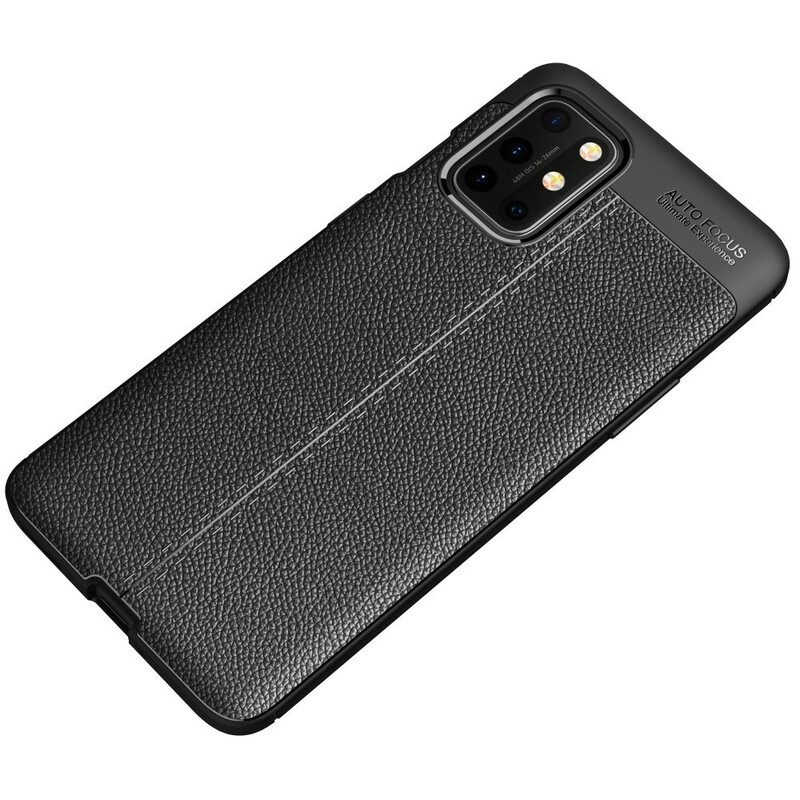 Cover OnePlus 8T Doppia Linea Litchi Effetto Pelle