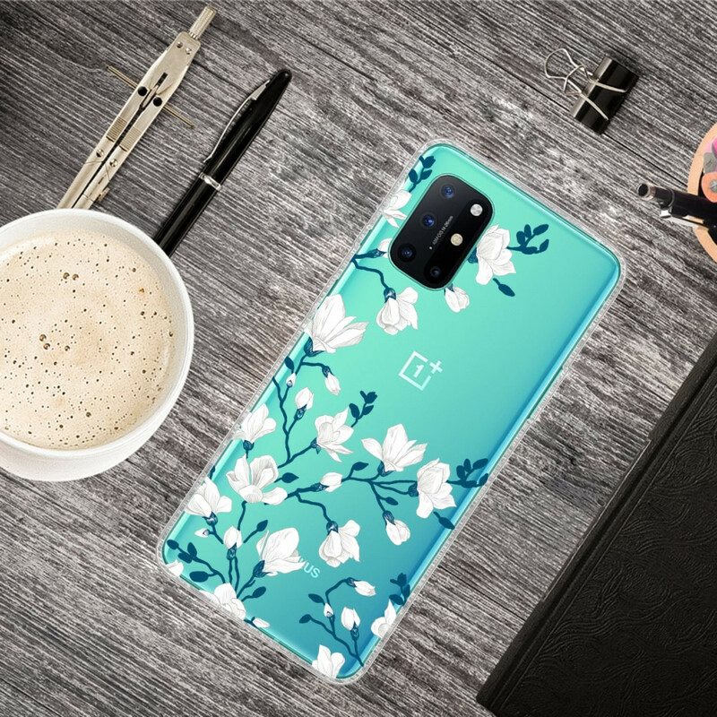 Cover OnePlus 8T Fiori Bianchi