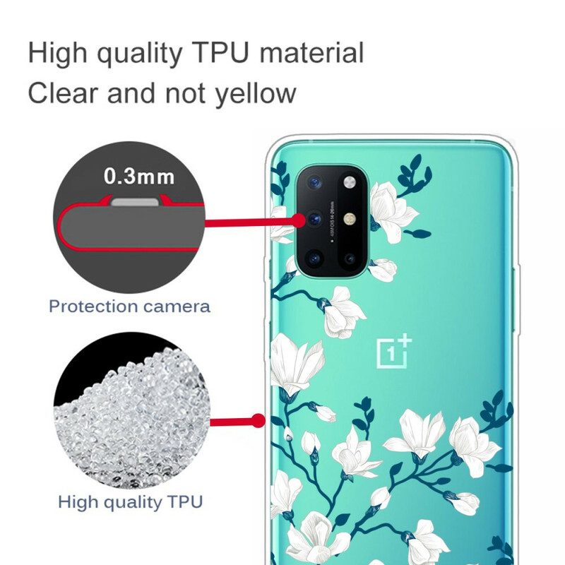 Cover OnePlus 8T Fiori Bianchi