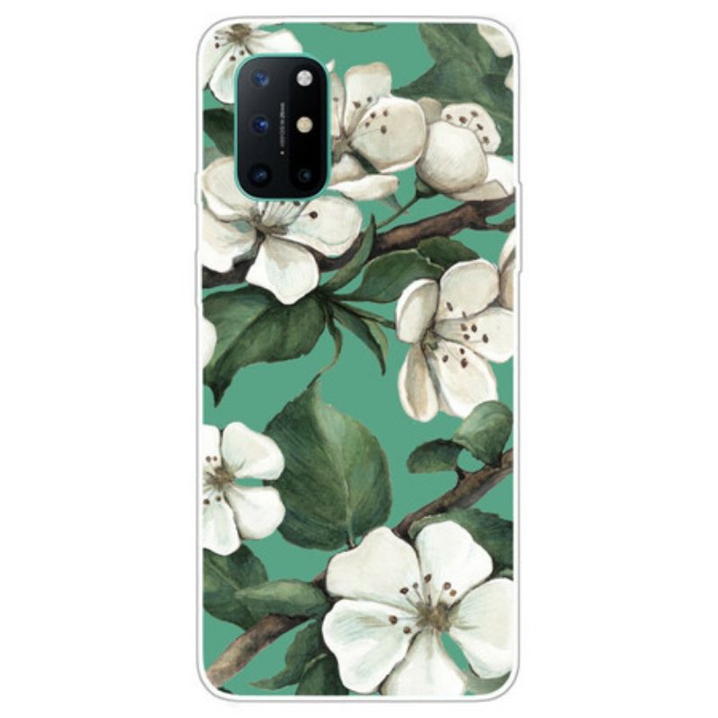 Cover OnePlus 8T Fiori Bianchi Dipinti