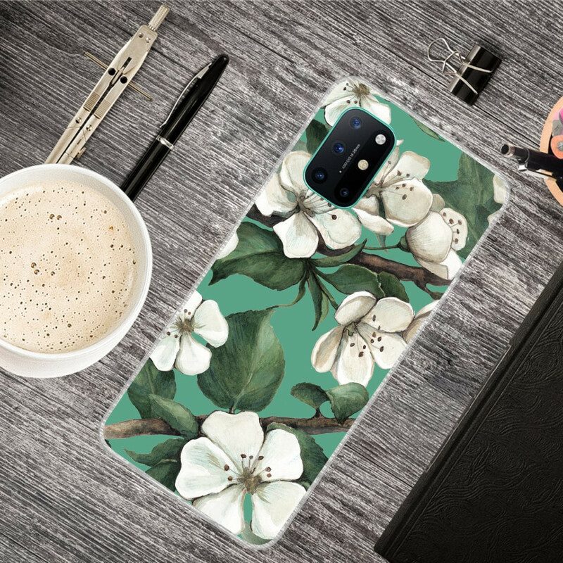 Cover OnePlus 8T Fiori Bianchi Dipinti