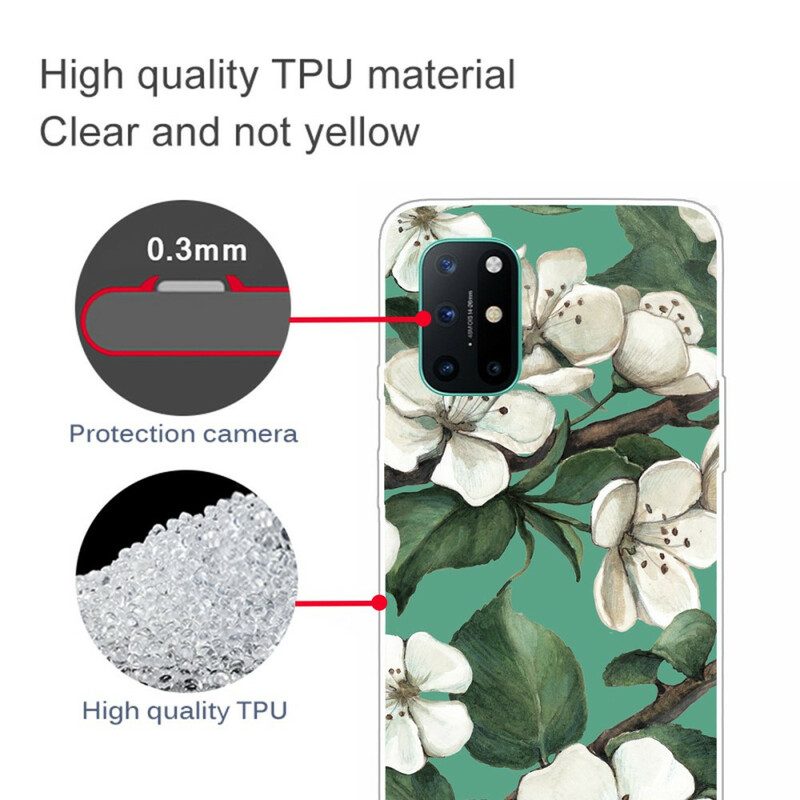 Cover OnePlus 8T Fiori Bianchi Dipinti