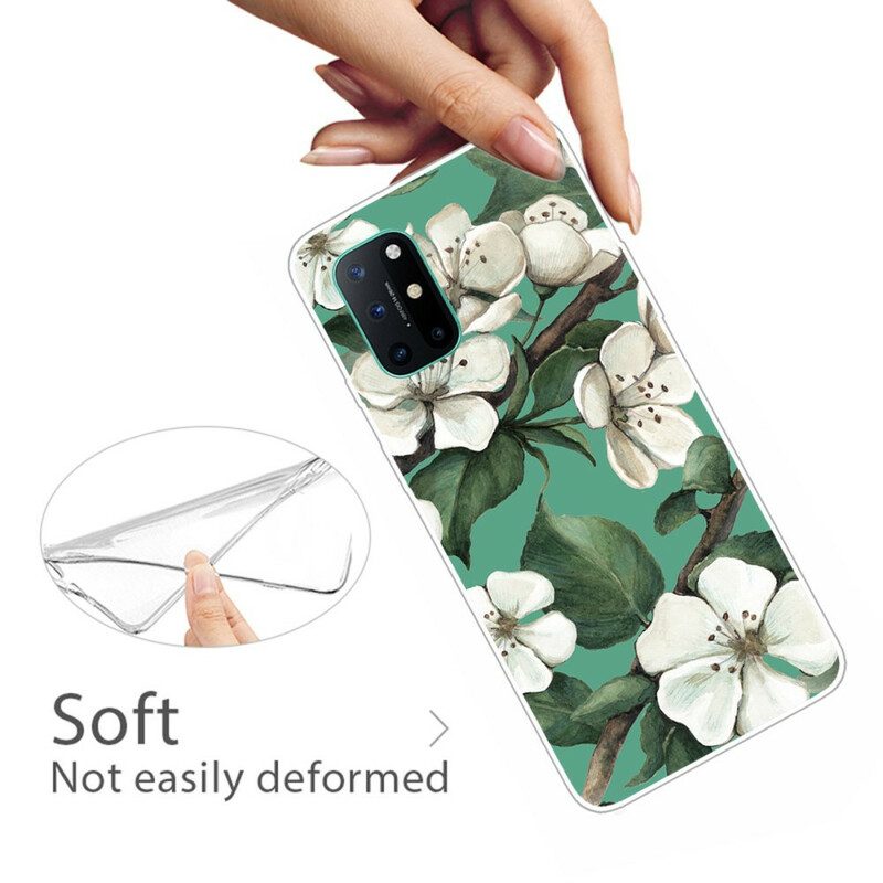 Cover OnePlus 8T Fiori Bianchi Dipinti