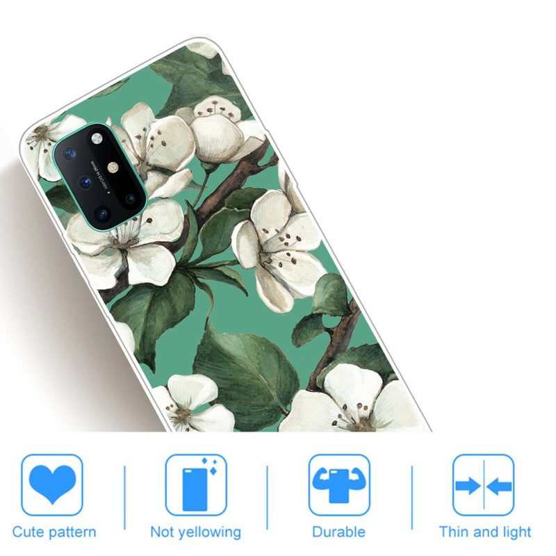 Cover OnePlus 8T Fiori Bianchi Dipinti