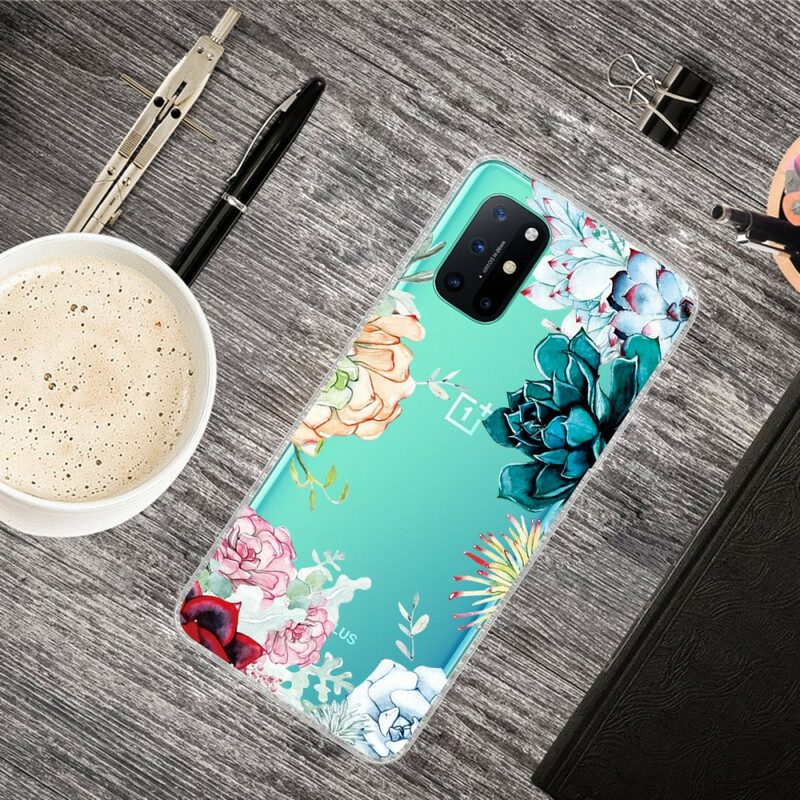 Cover OnePlus 8T Fiori Dell'acquerello Senza Soluzione Di Continuità