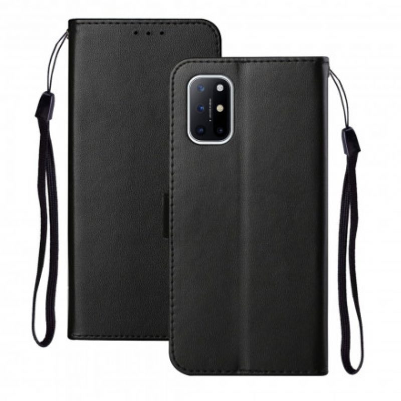 Custodia in pelle OnePlus 8T Strappy Serie Tinta Unita