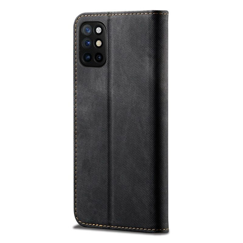 Folio Cover OnePlus 8T Custodia in pelle Trama Di Jeans In Ecopelle